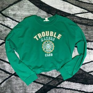 Green long sleeve crop